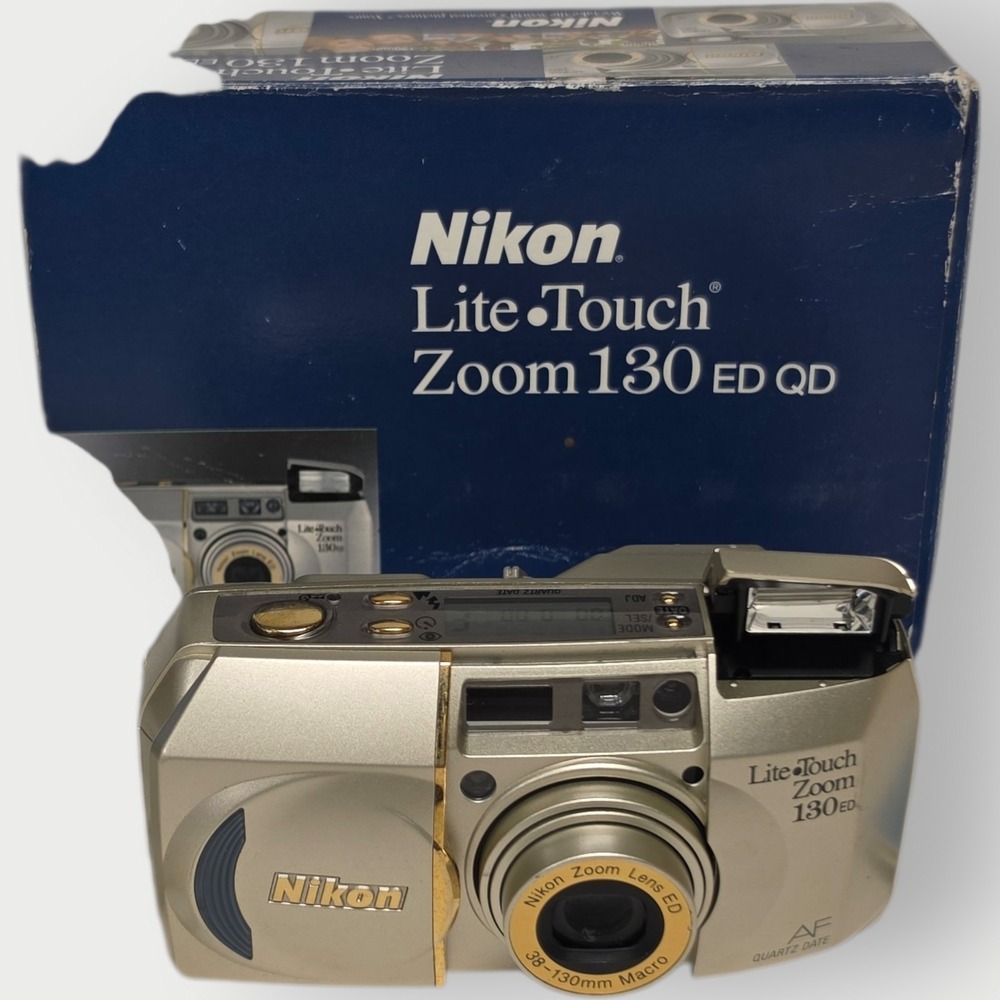 NIKON Lite Touch Zoom 130 ED 35mm Film Camera Point Shoot Tested Working BOX